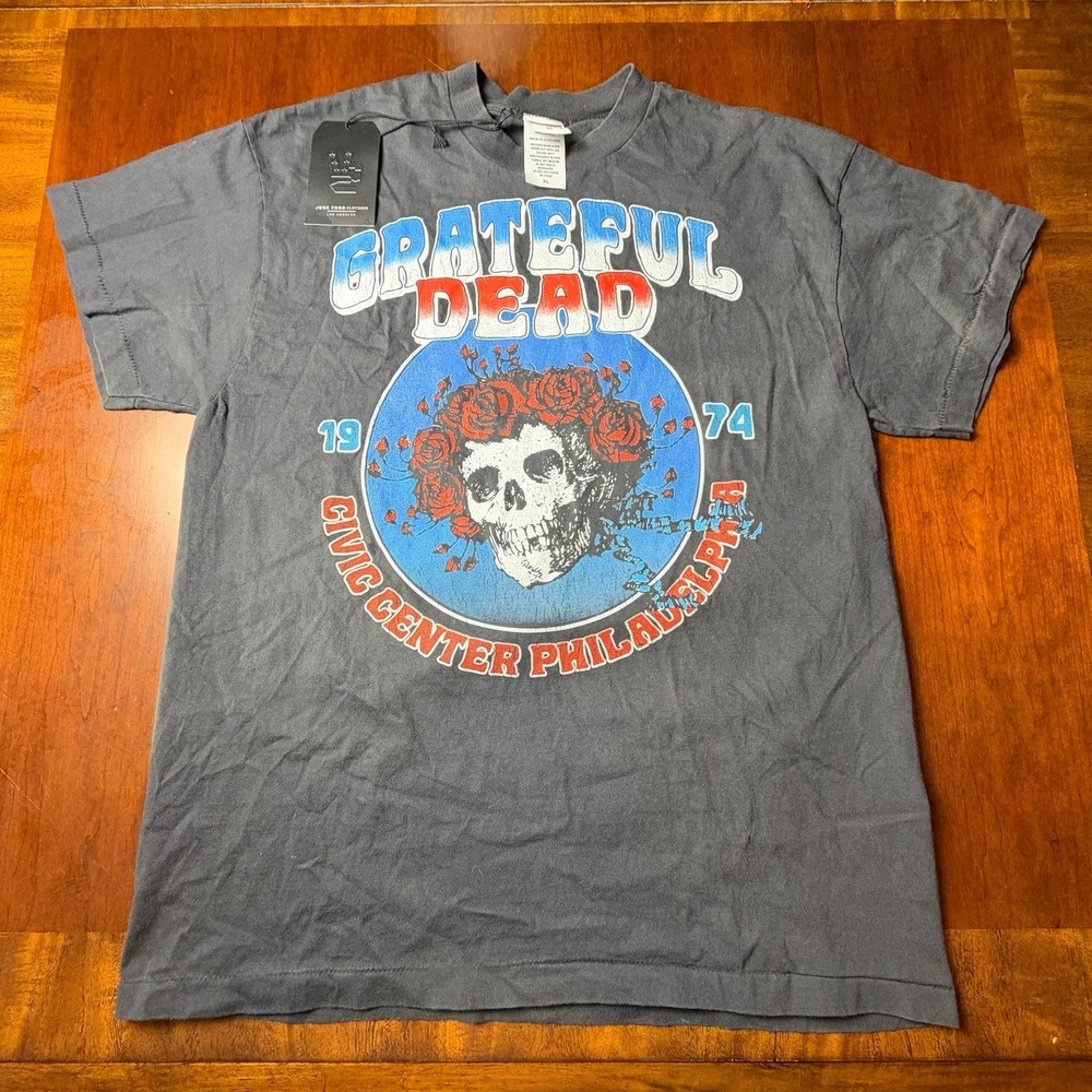 Grateful Dead 1974 Tour Steal Your Face Skull Roses Junk Food T-Shirt XL